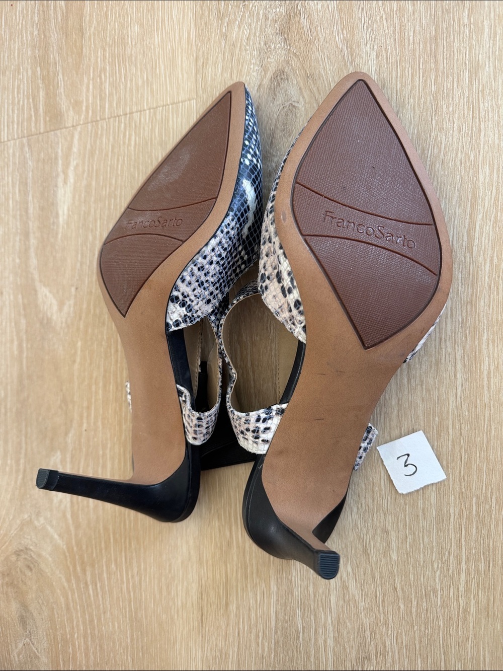Franco Sarto Navy Snake-Print Pointed Slingback Heels - Picture 5 of 5